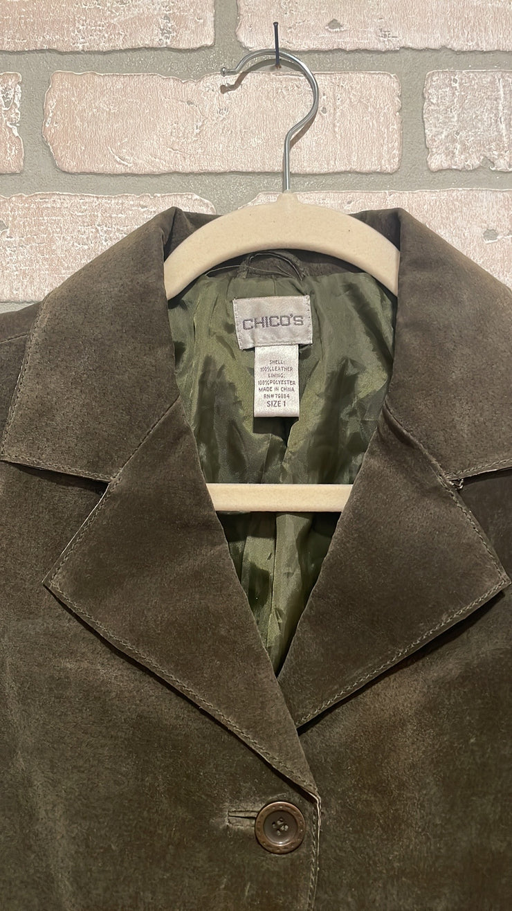 GREEN SUEDE LEATHER JACKET$149