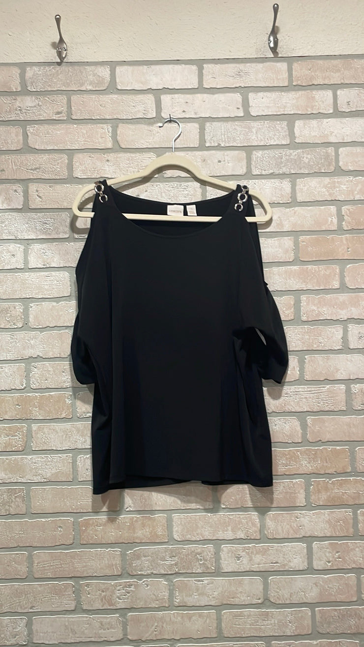 BLACK COLD SHOULDER TOP $79