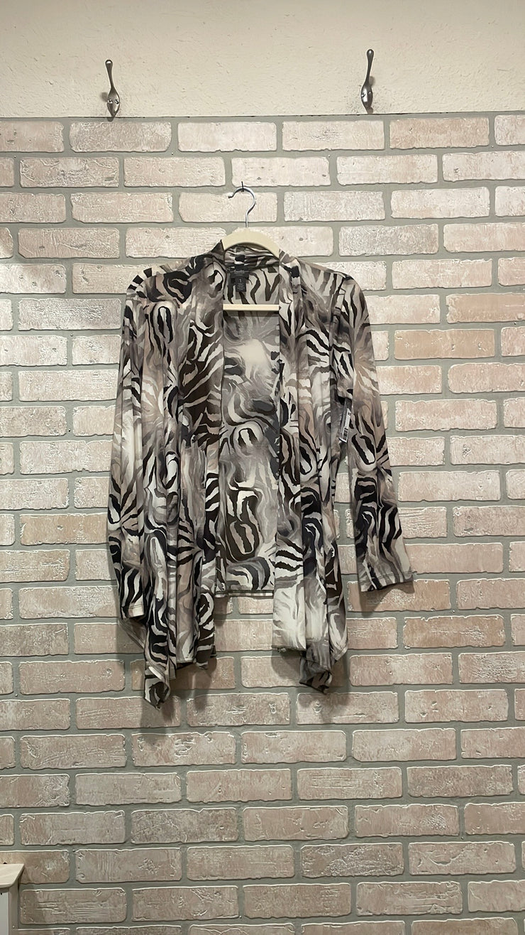 TAN/GRAY OPEN CARDIGAN $99