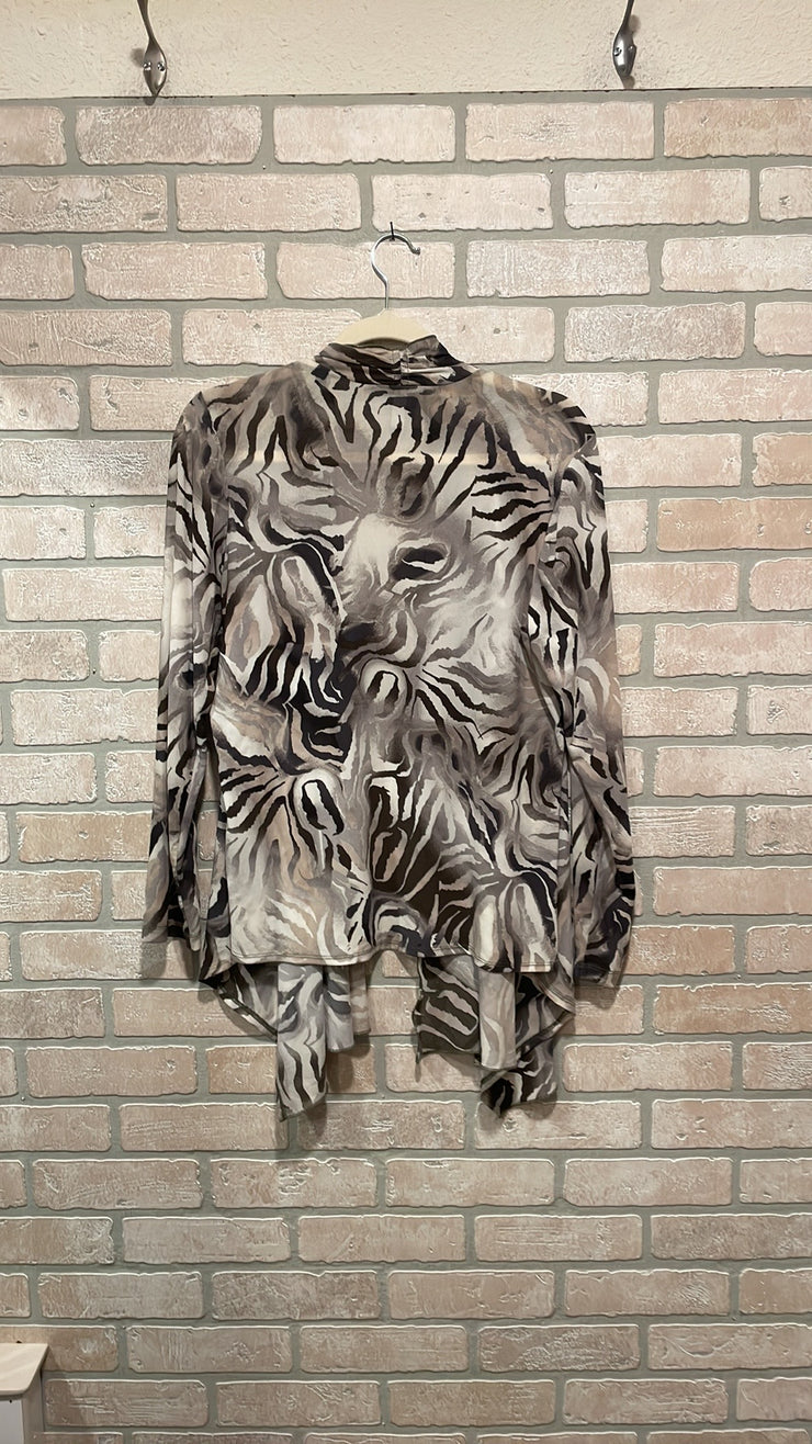 TAN/GRAY OPEN CARDIGAN $99