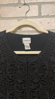 BLACK LACE BUTTON UP TOP $109