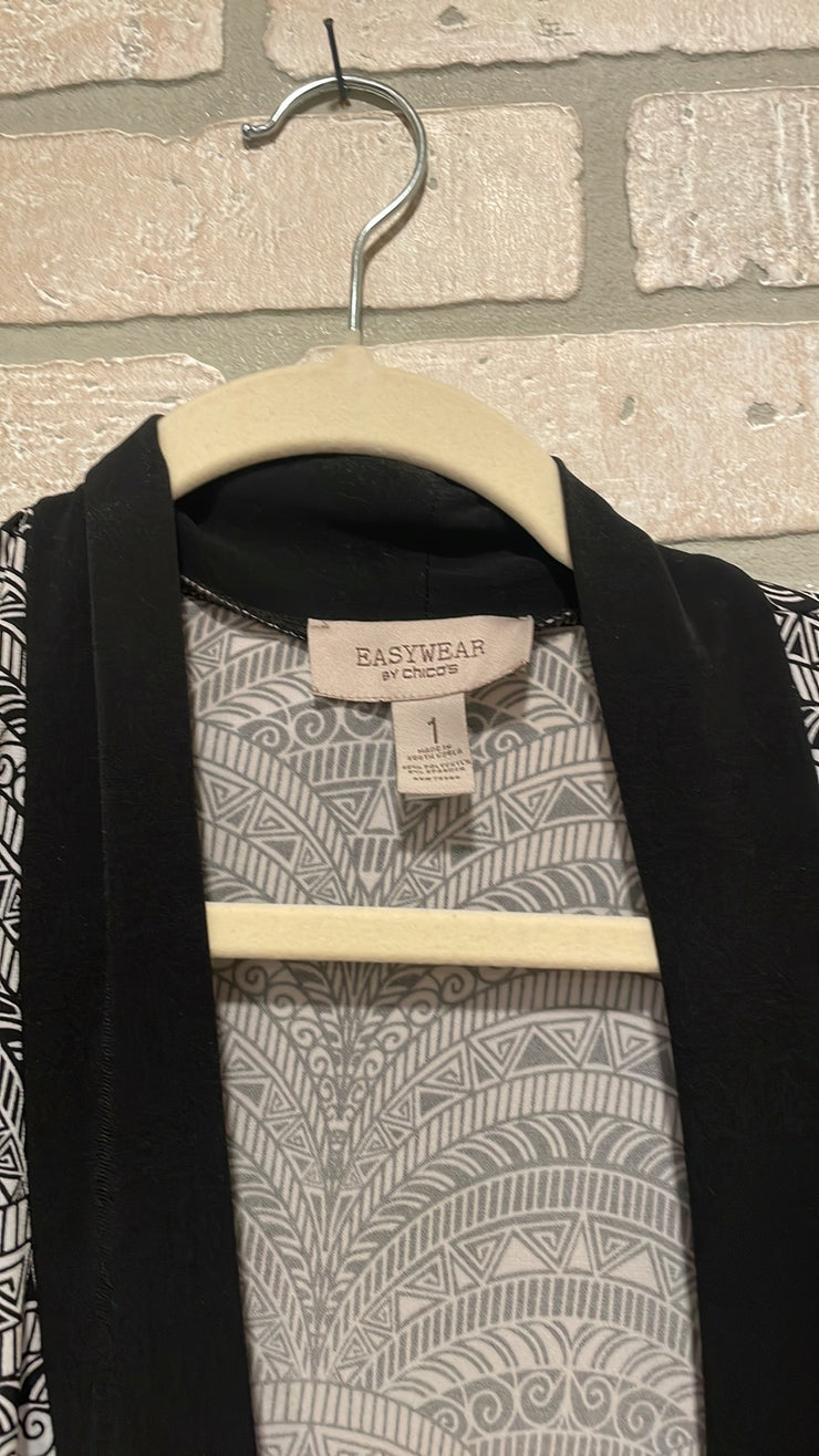 BLACK/WHITE OPEN CARDIGAN $99