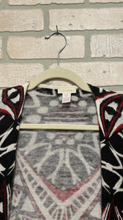 BLACK/RED OPEN CARDIGAN $129