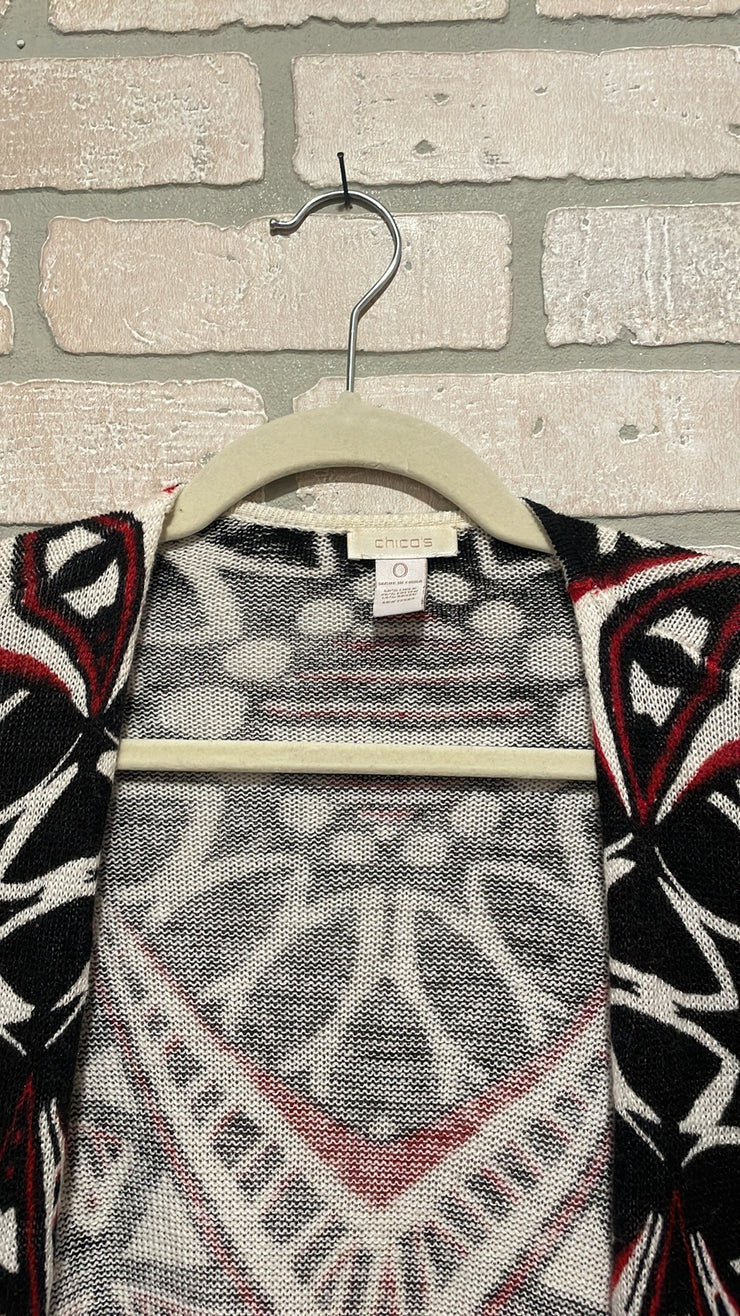 BLACK/RED OPEN CARDIGAN $129
