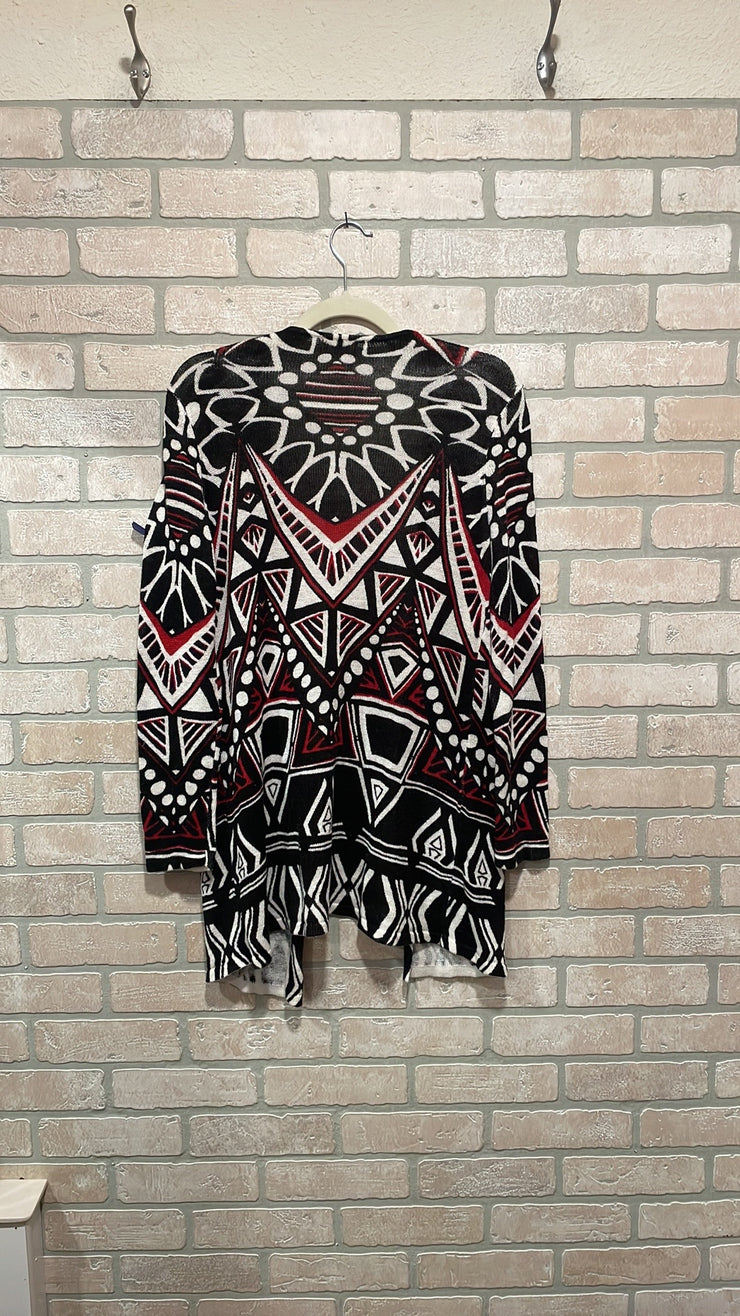 BLACK/RED OPEN CARDIGAN $129