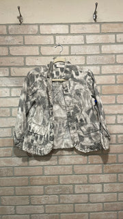 GREEN/WHITE OPEN JACKET $129