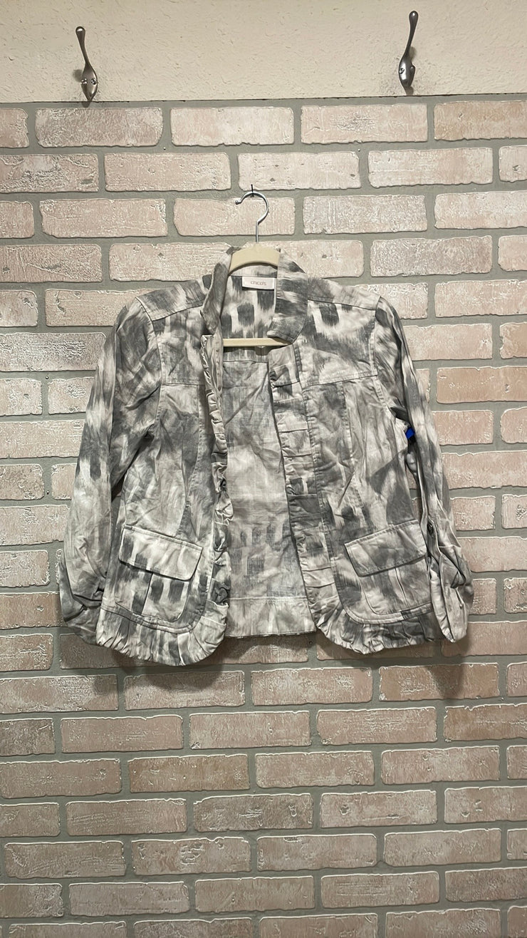 GREEN/WHITE OPEN JACKET $129