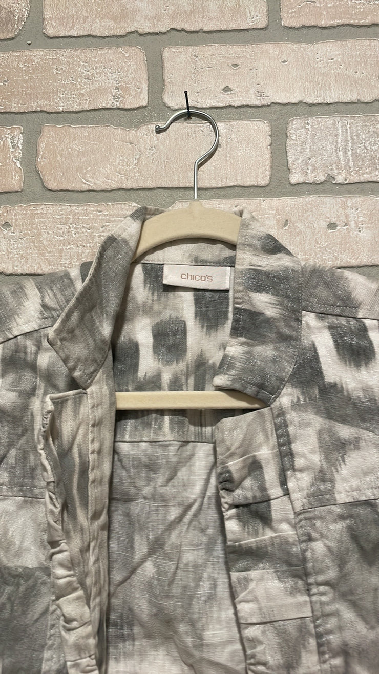 GREEN/WHITE OPEN JACKET $129
