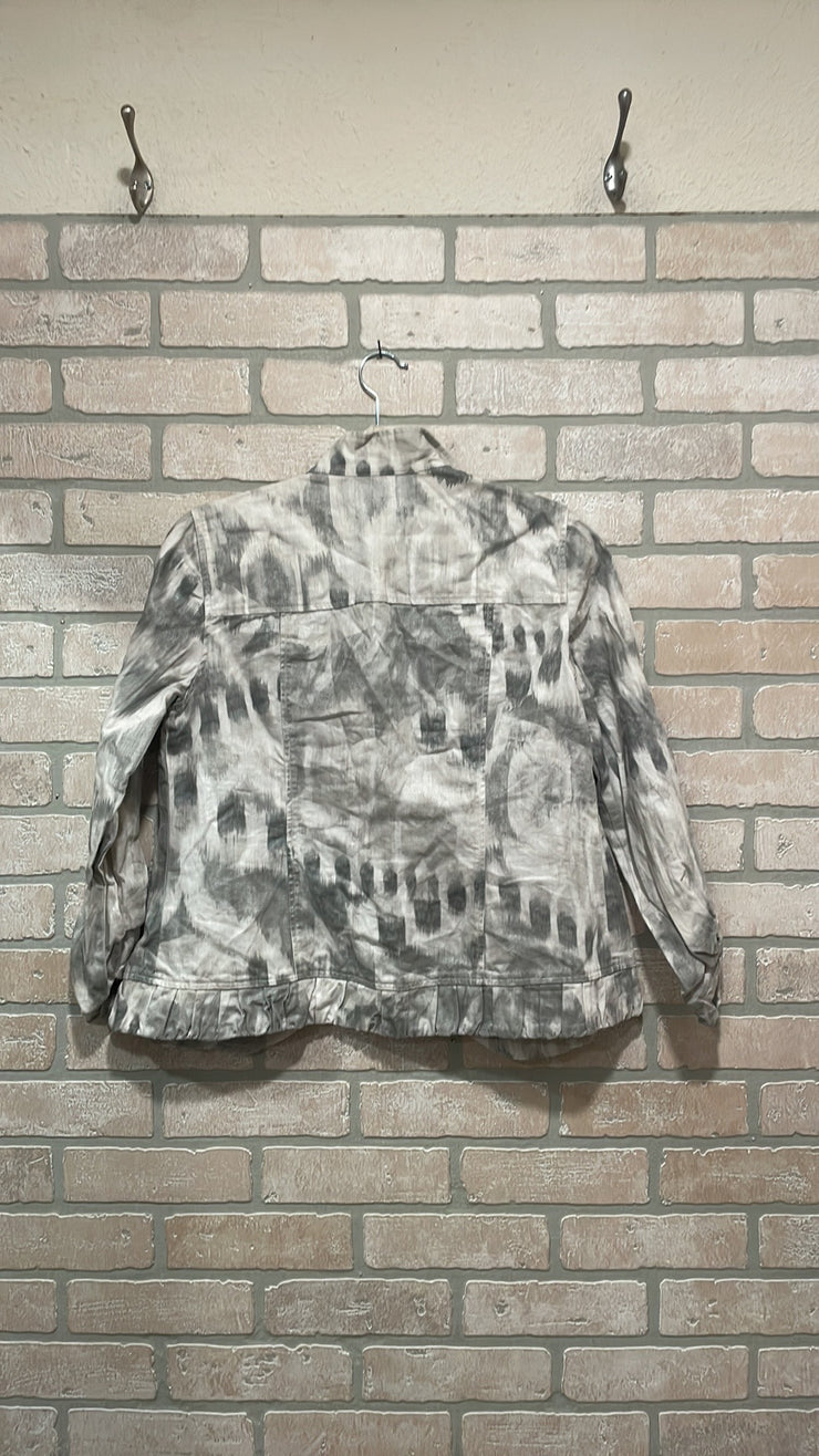 GREEN/WHITE OPEN JACKET $129