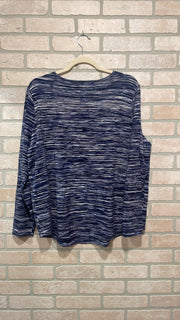 BLUE/WHITE LONG SLEEVE TOP$89