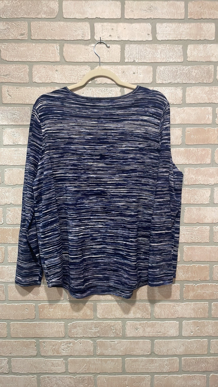 BLUE/WHITE LONG SLEEVE TOP$89