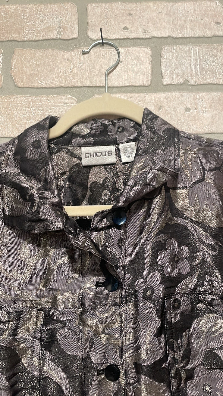 GRAY SILK/METALLIC JACKET $129