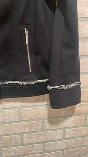 BLACK FUR TRIM COAT $169