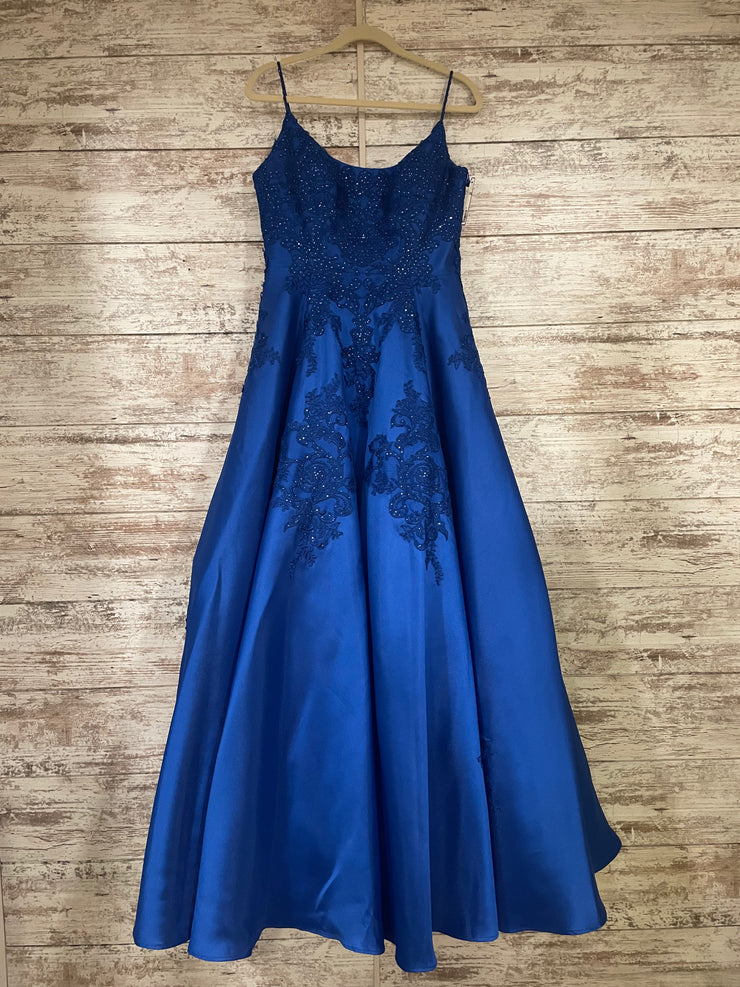 ROYAL BLUE A LINE GOWN