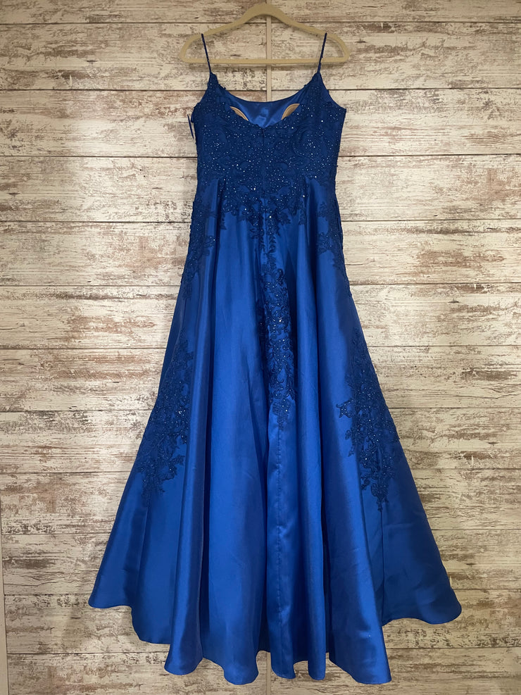 ROYAL BLUE A LINE GOWN