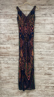 NAVY/COLORFUL SEQUIN LONG DRES