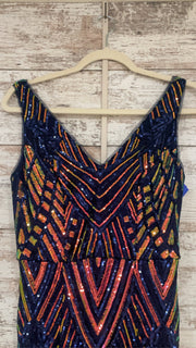 NAVY/COLORFUL SEQUIN LONG DRES