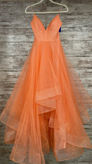 ORANGE LAYERED A LINE GOWN