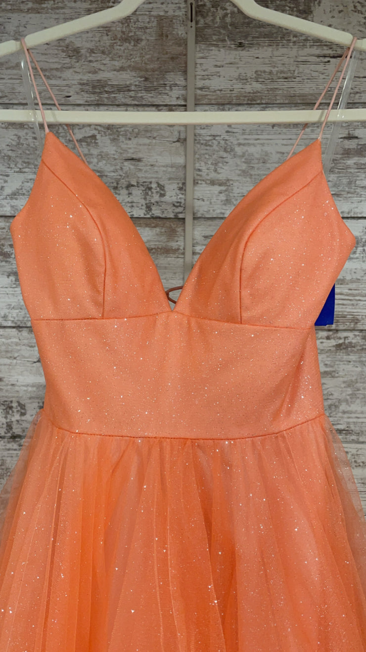 ORANGE LAYERED A LINE GOWN