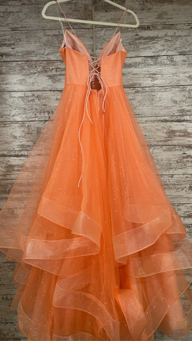 ORANGE LAYERED A LINE GOWN