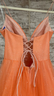 ORANGE LAYERED A LINE GOWN