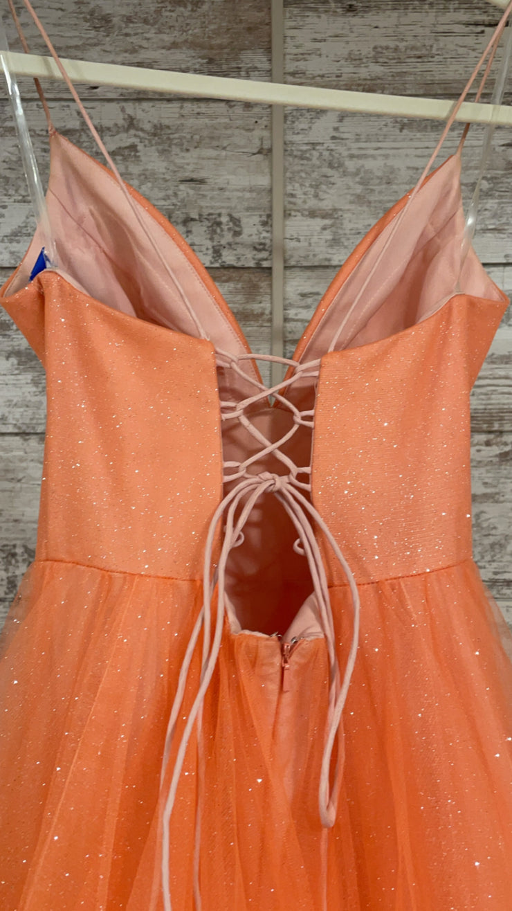 ORANGE LAYERED A LINE GOWN