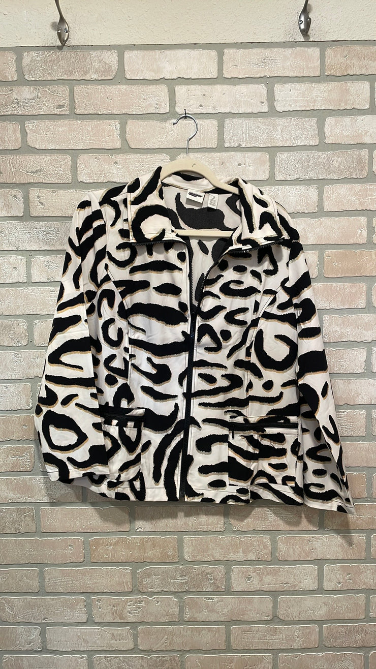 WHITE/BLACK ZIP UP JACKET $129