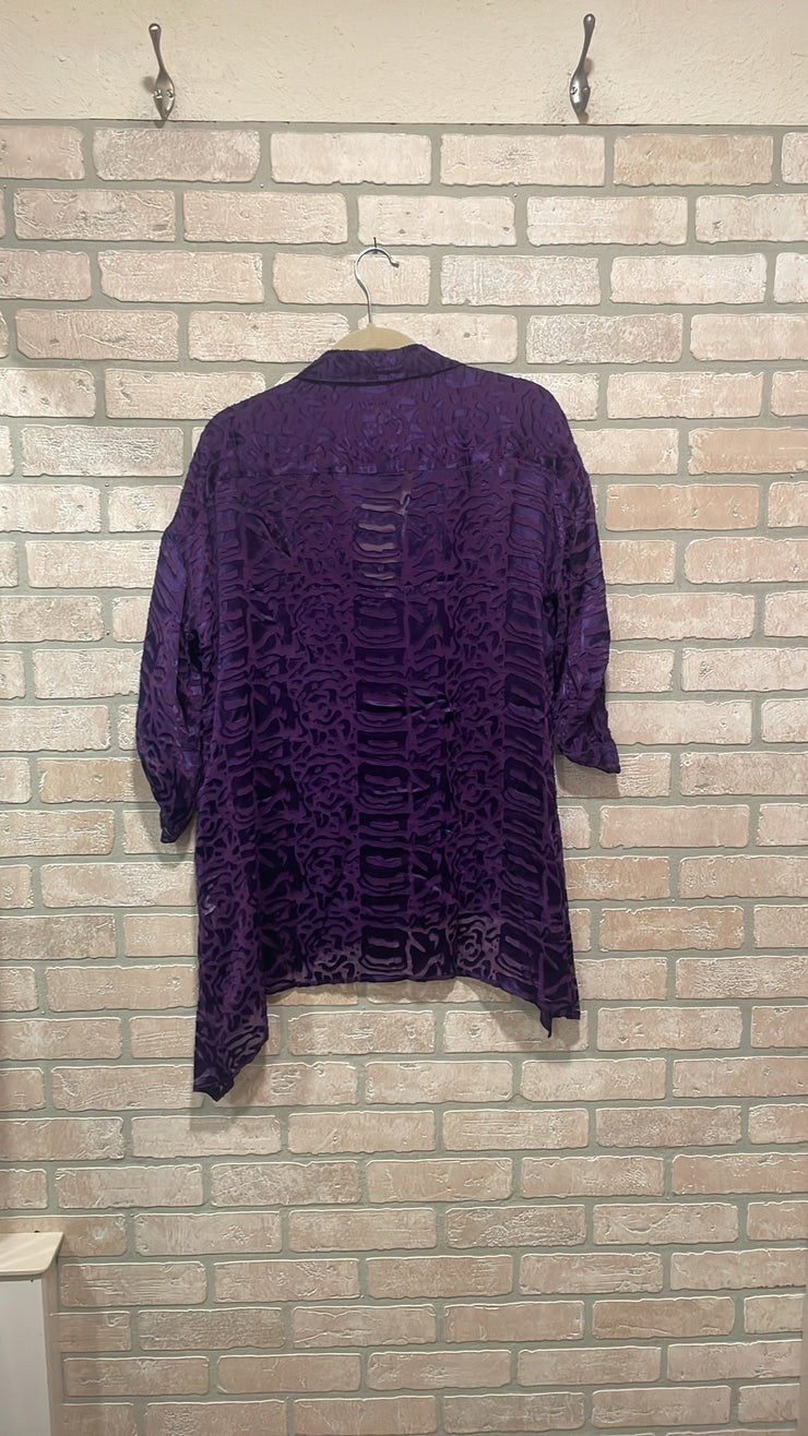 PURPLE ANIMAL PRINT BLOUSE $99