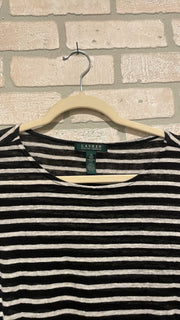 BLACK/WHITE 100% LINEN TOP$128
