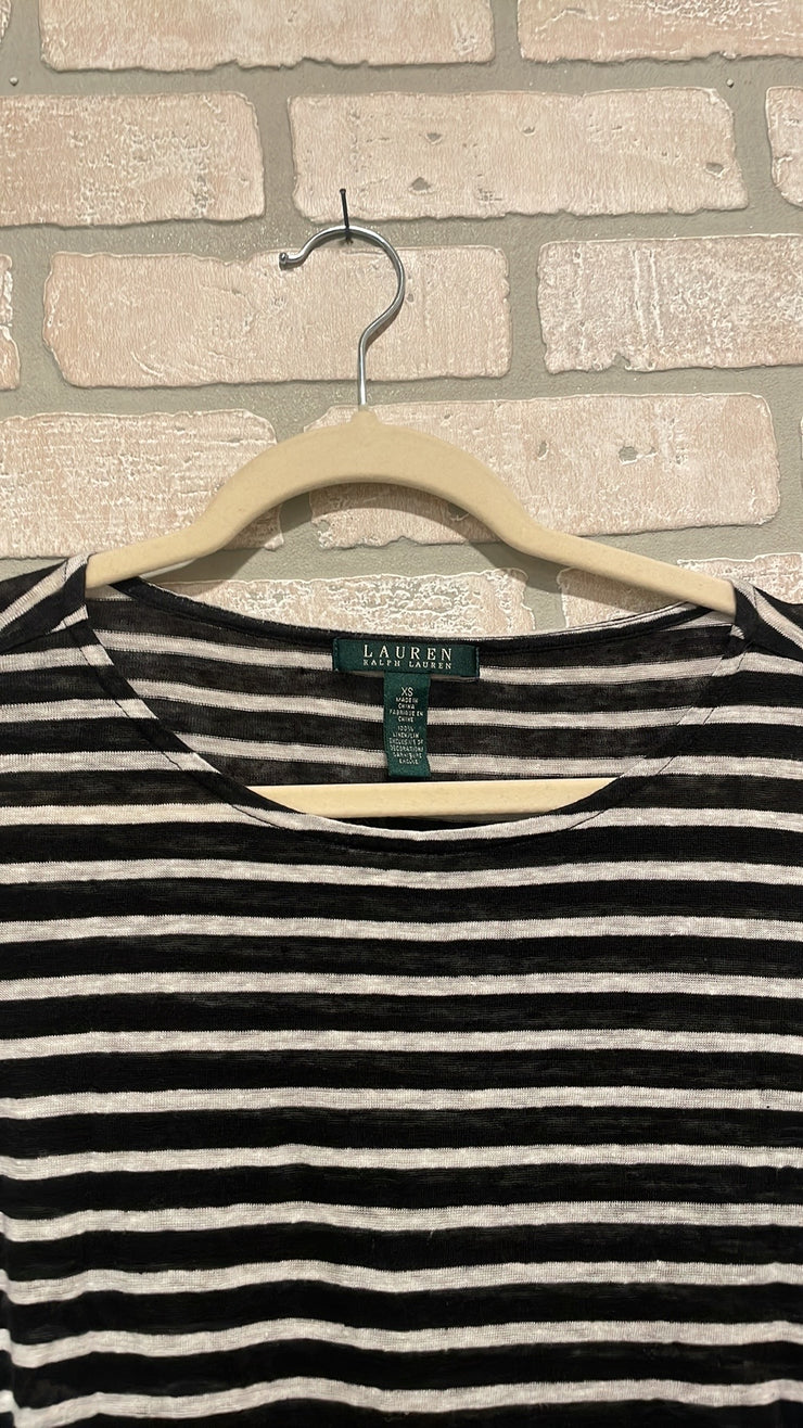 BLACK/WHITE 100% LINEN TOP$128