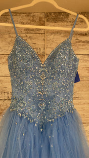 BLUE SPARKLY A LINE GOWN