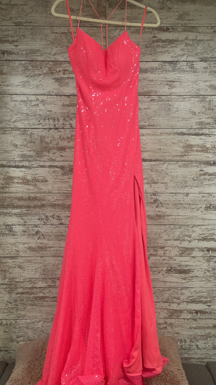 PINK SPARKLY LONG EVENING GOWN