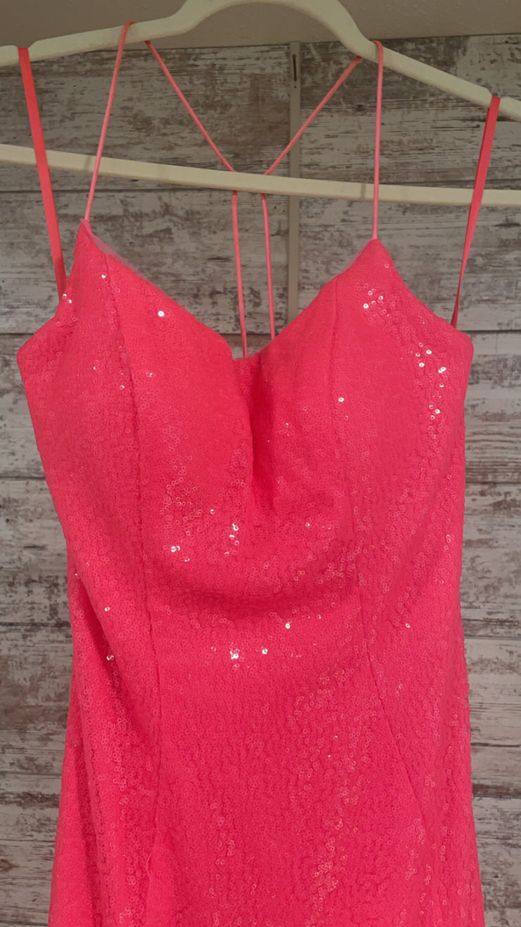 PINK SPARKLY LONG EVENING GOWN