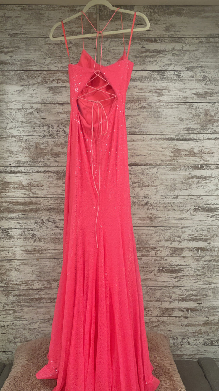 PINK SPARKLY LONG EVENING GOWN