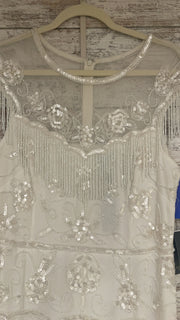 WHITE BEADED SHORT DRESS-NEW