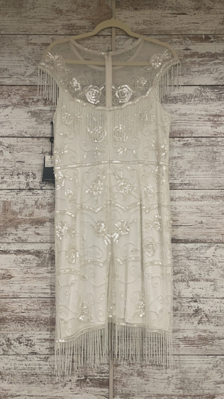 WHITE BEADED SHORT DRESS-NEW