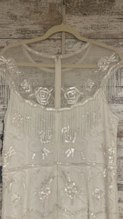 WHITE BEADED SHORT DRESS-NEW