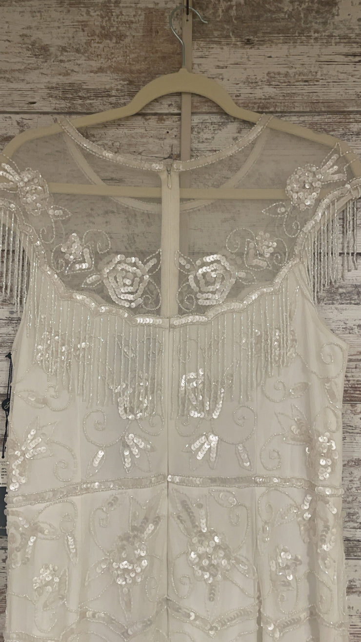 WHITE BEADED SHORT DRESS-NEW