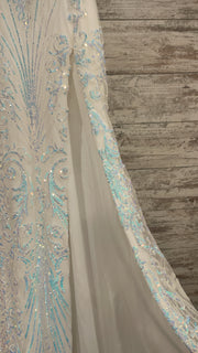 WHITE/BLUE SPARKLY LONG DRESS
