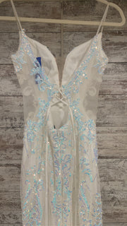 WHITE/BLUE SPARKLY LONG DRESS