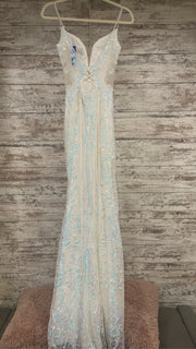 WHITE/BLUE SPARKLY LONG DRESS
