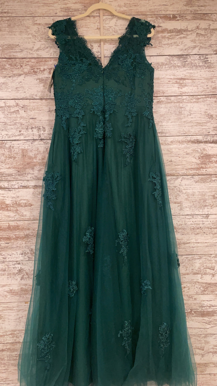 GREEN/FLORAL A LINE GOWN (NEW)