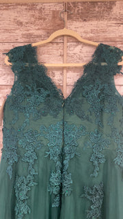 GREEN/FLORAL A LINE GOWN (NEW)