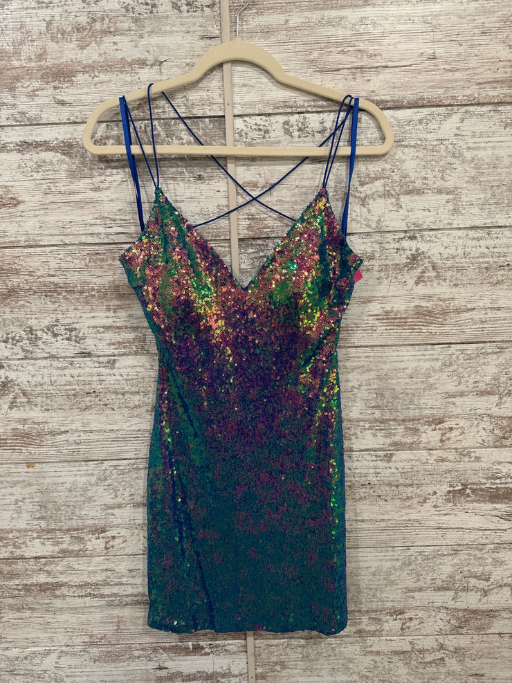 BLUE/COLORFUL SHORT DRESS -NEW