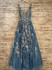 BLUE/SILVER A LINE GOWN (NEW)