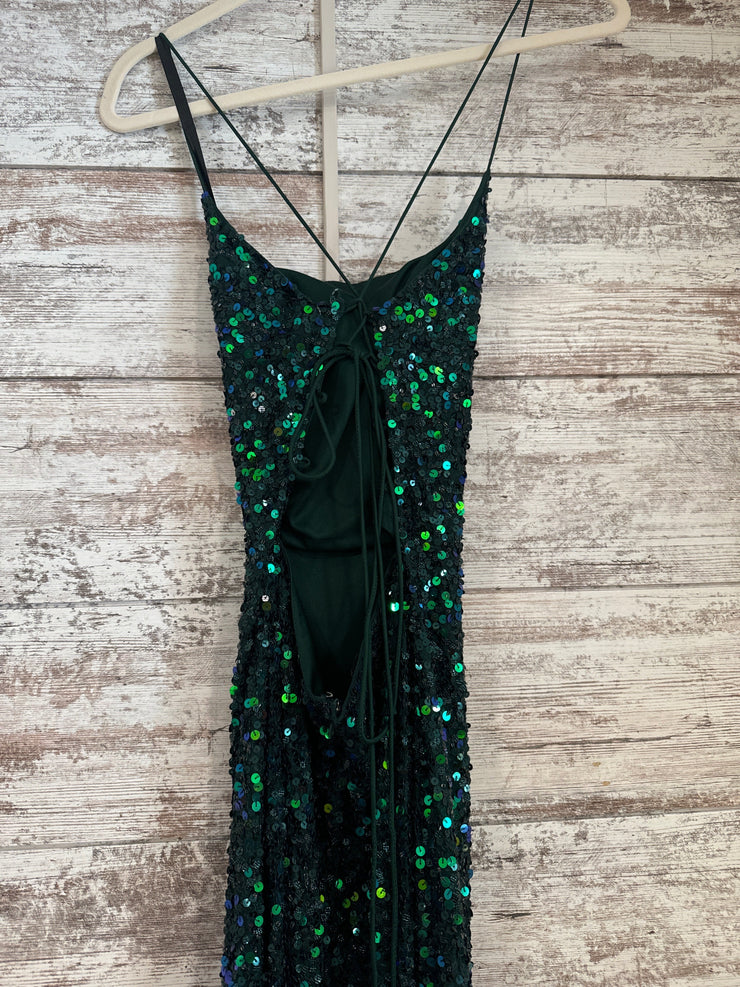 GREEN SEQUIN LONG DRESS (NEW)