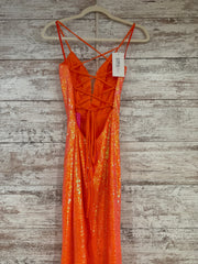 ORANGE SPARKLY LONG DRESS-NEW