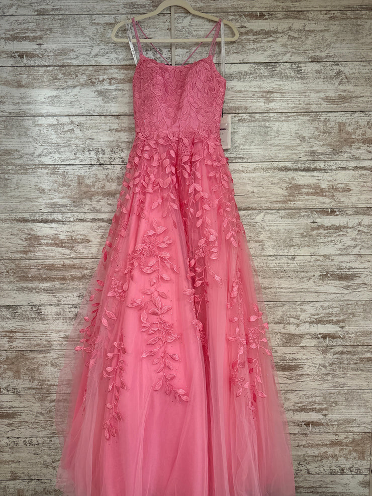 PINK/FLORAL A LINE GOWN (NEW)