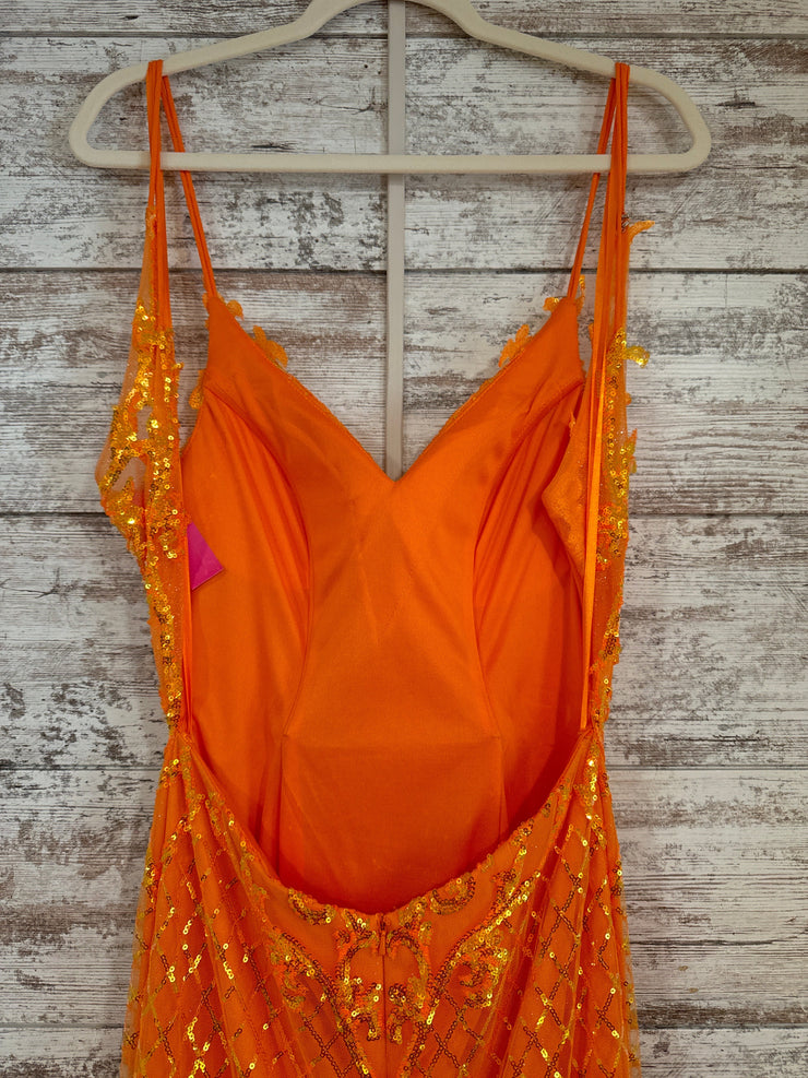 ORANGE SPARKLY LONG DRESS-NEW