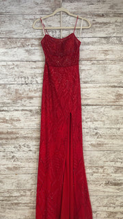 RED SPARKLY LONG EVENING GOWN
